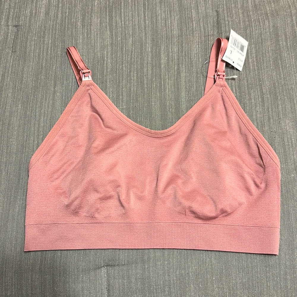Motherhood Maternity Nursing Sports Bra Pink Large NWT